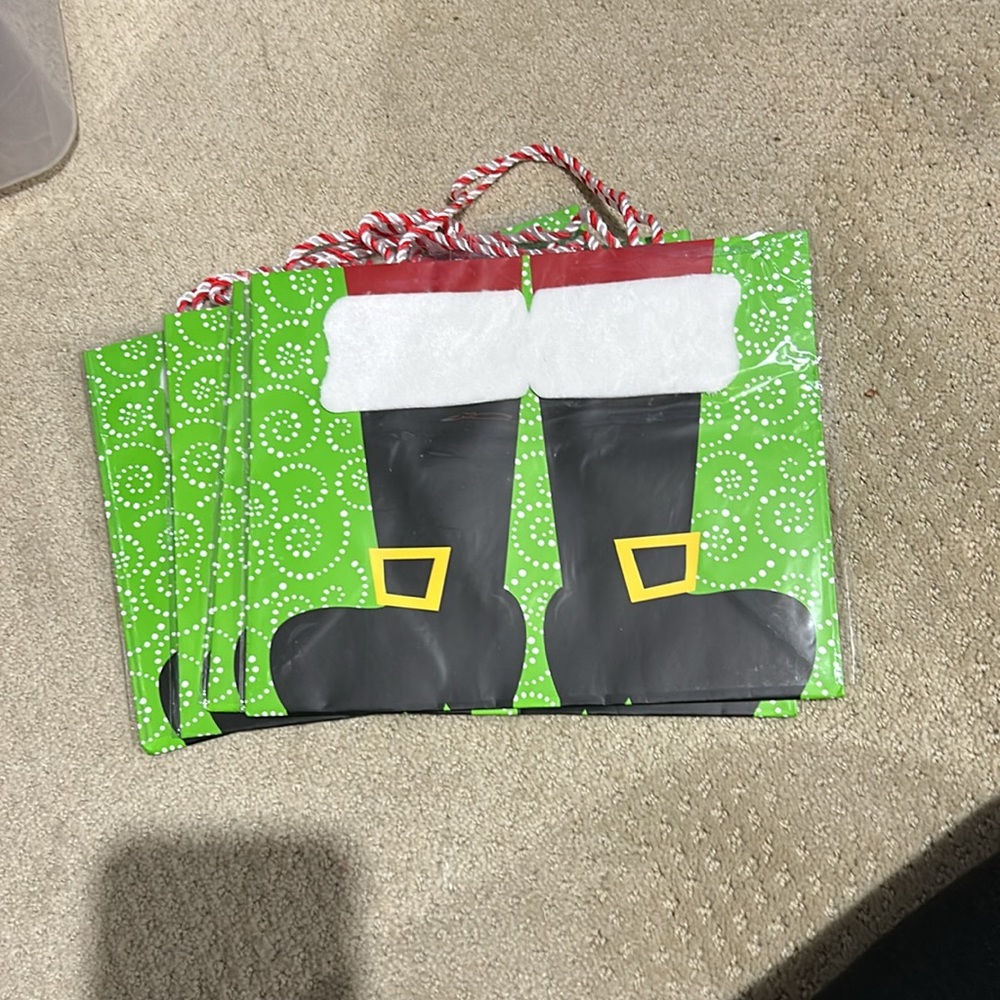 4 Santa Boot 3D Fur Christmas Gift Bags